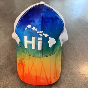 Happy Shirts Hawaii island rainbow ombre vacation cap gender neutral cap hat